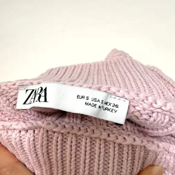 Zara Sleeveless Turtleneck Ribbed Knit Sweater Tank S Pink Preppy Y2K Soft Girl - Picture 4 of 7